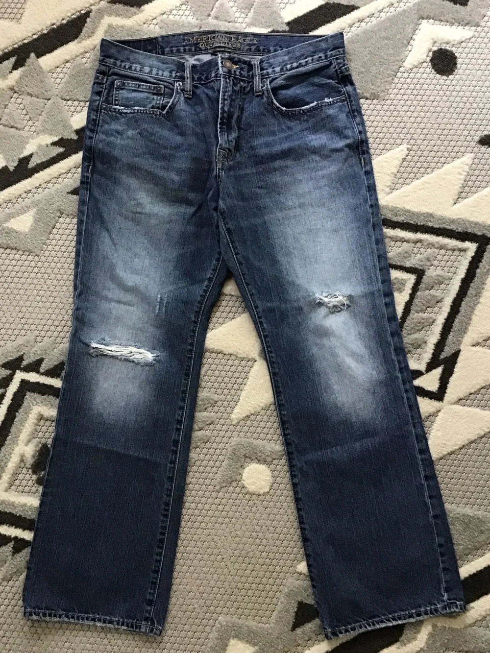 American Eagle Outfitters Dark Blue Distressed Bootcut Jeans